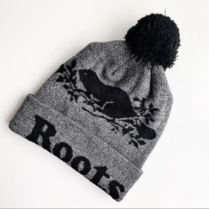 Roots Black & Grey Pom Pom Beanie